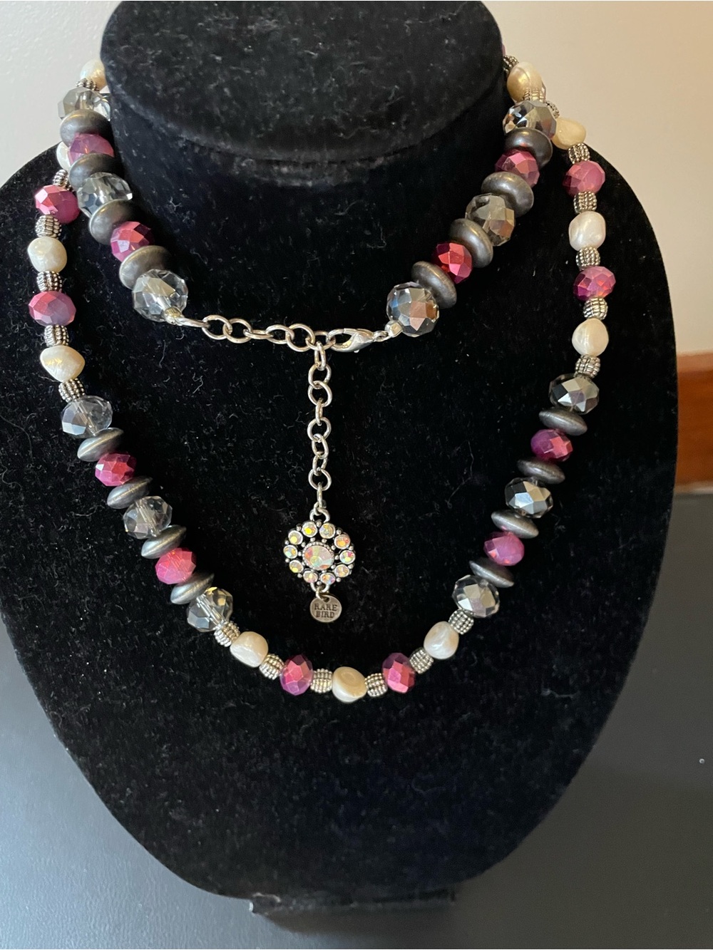 A Rare Bird Pink and Silver Beaded Necklace - Picture 5 of 6